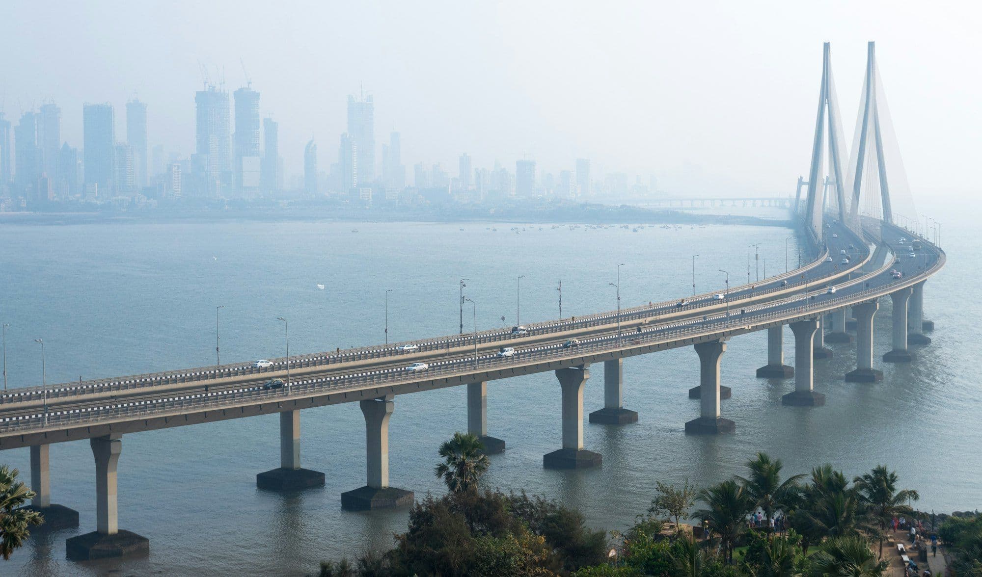 The Bandra-Worli Sea Link in Mumbai on a hazy morning