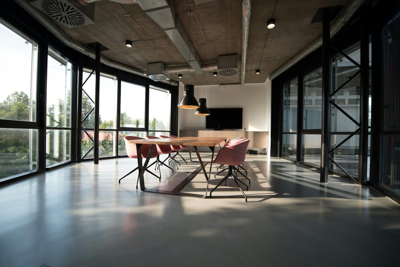 Meeting room with a window wall